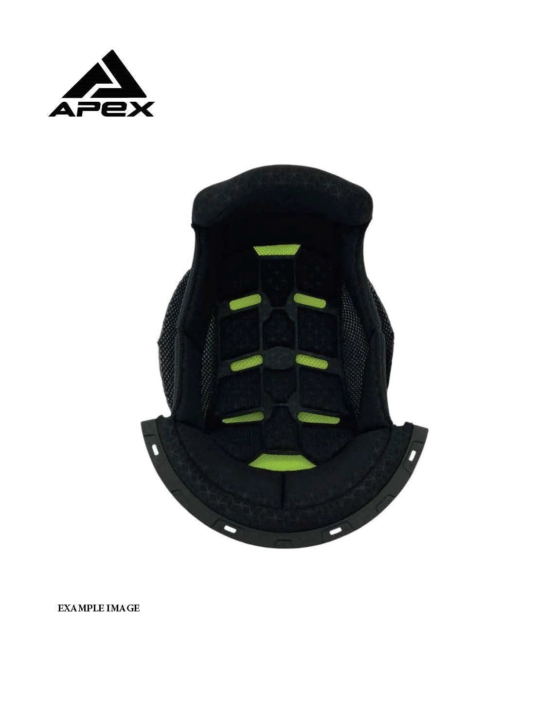 APEX MC500 Coolmax Topliner, black with lime-green padding, internal helmet liner