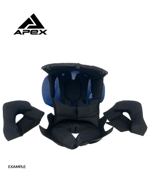 APEX MI100 Linerset cheekpads and topliner, black with blue interior padding; includes 2 cheekpads