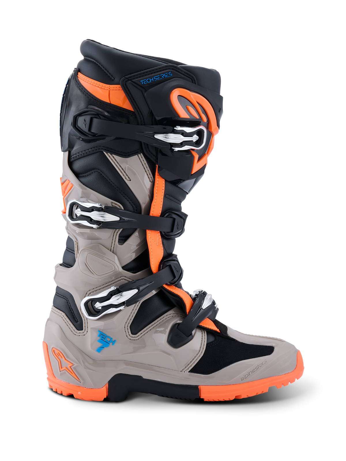 Alpinestars Tech 7 Enduro Laarzen 2026 – Zwart warm grijs oranje fluo