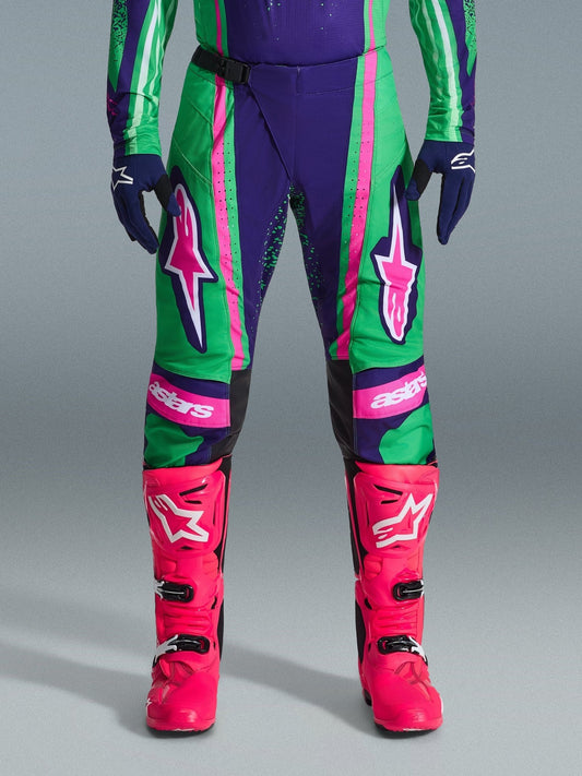 Alpinestars Techstar Nomur Broek 2026 – Diep paars groen roze fluo