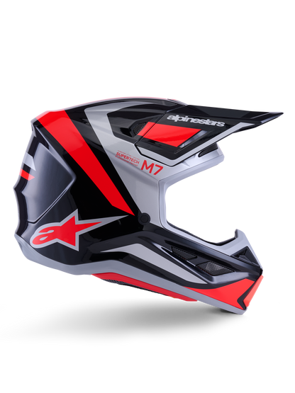 Alpinestars S-M7 Rise Helm ECE 22.06 – Zwart zilver rood fluo glans