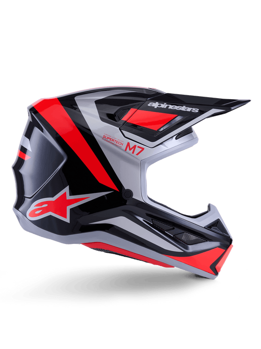 Alpinestars S-M7 Rise Helm ECE 22.06 – Zwart zilver rood fluo glans