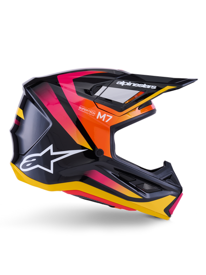Alpinestars S-M7 Rise Helm ECE 22.06 – Zwart geel roze glans