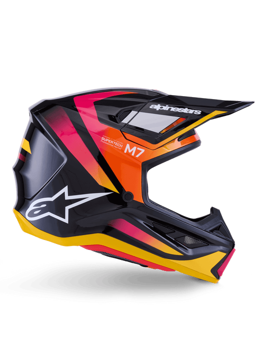 Alpinestars S-M7 Rise Helm ECE 22.06 – Zwart geel roze glans