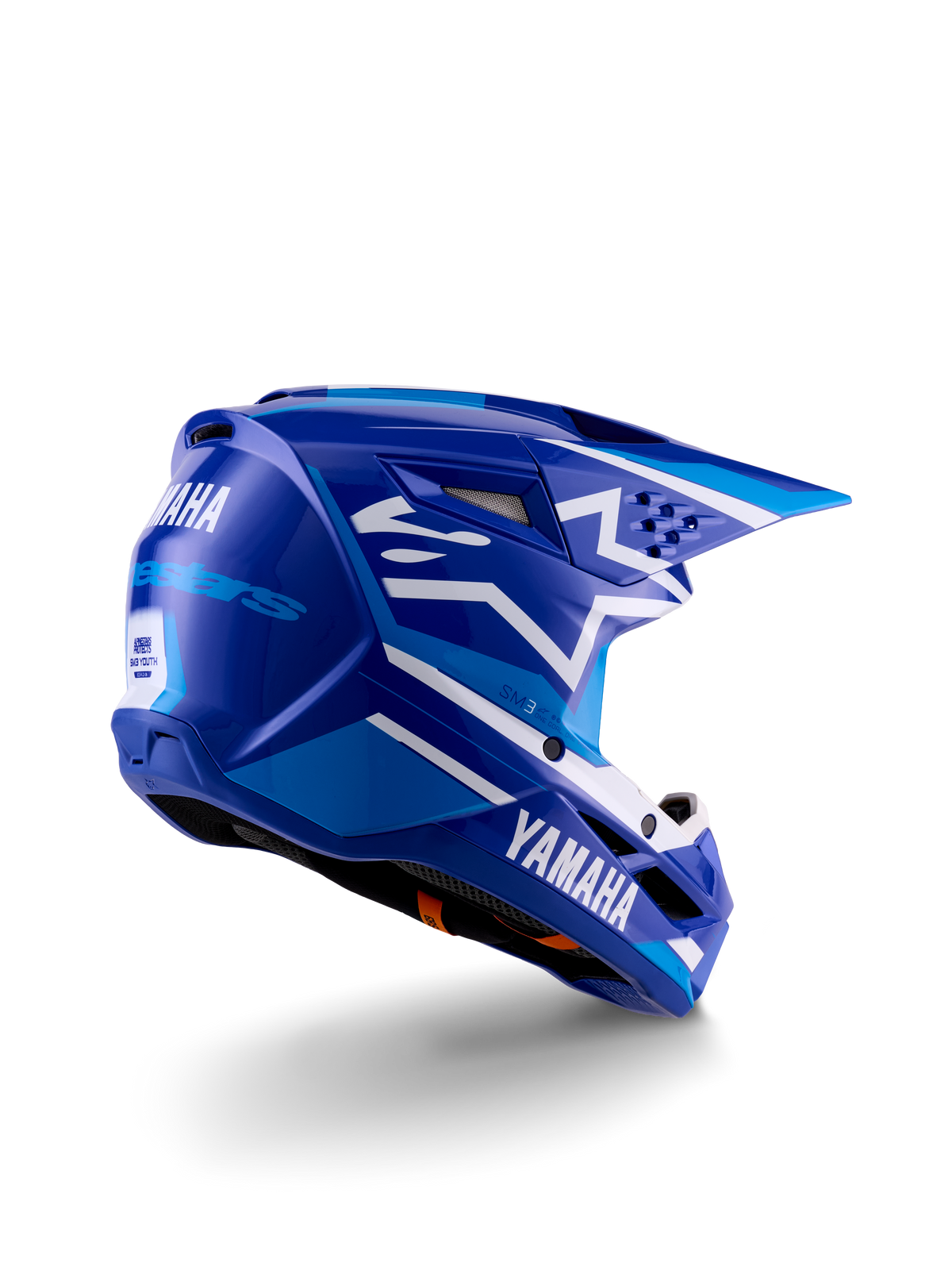Alpinestars Yamaha S-M3 Jeugd Helm ECE 22.06 – Blauw wit glans