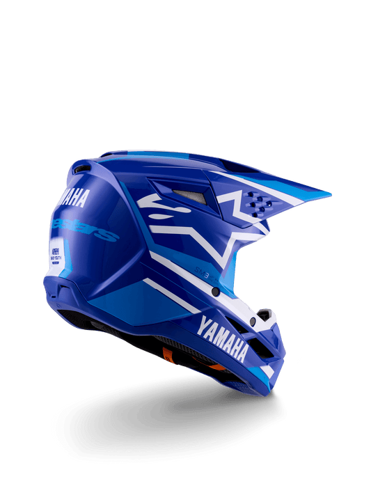 Alpinestars Yamaha S-M3 Jeugd Helm ECE 22.06 – Blauw wit glans
