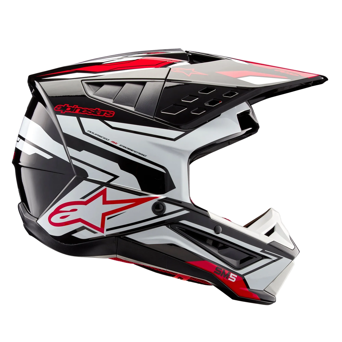 Alpinestars S-M5 Action 2 Helm ECE 22.06 – Zwart wit helder rood glanzend