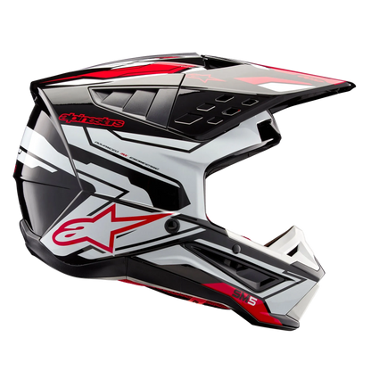 Alpinestars S-M5 Action 2 Helm ECE 22.06 – Zwart wit helder rood glanzend
