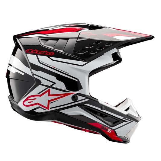 Alpinestars S-M5 Action 2 Helm ECE 22.06 – Zwart wit helder rood glanzend