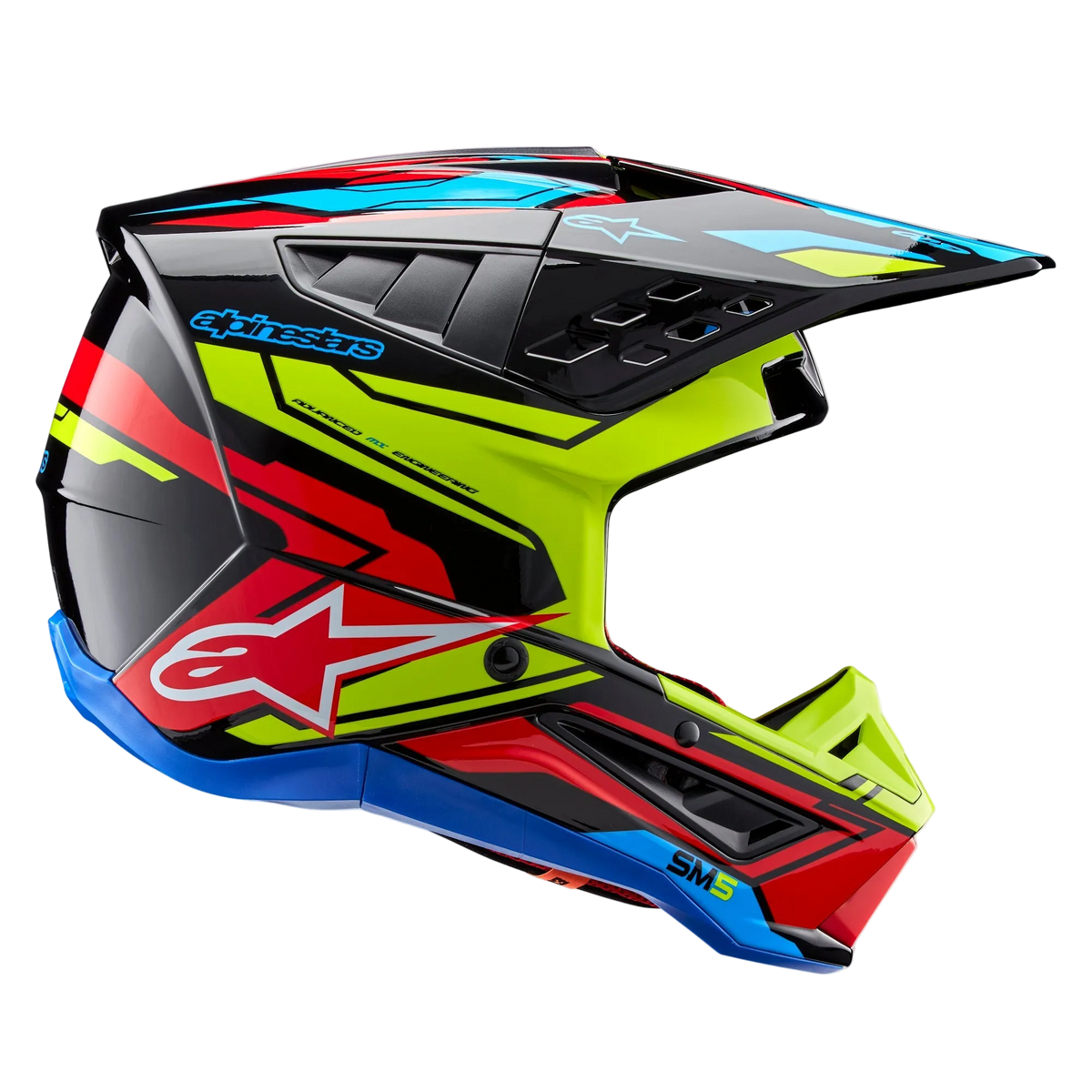 Alpinestars S-M5 Action 2 ECE 22.06 Helm – Zwart geel fluo helder rood g