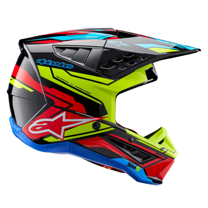 Alpinestars S-M5 Action 2 ECE 22.06 Helm – Zwart geel fluo helder rood g