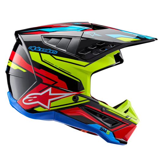 Alpinestars S-M5 Action 2 ECE 22.06 Helm – Zwart geel fluo helder rood g