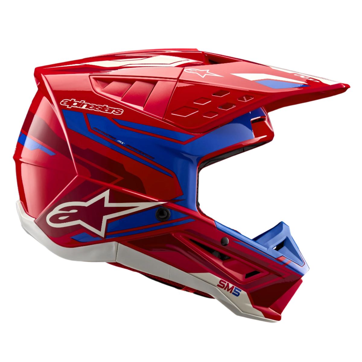 Alpinestars S-M5 Action 2 ECE 22.06 Helm – Helder rood blauw glanzend