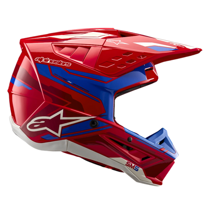 Alpinestars S-M5 Action 2 ECE 22.06 Helm – Helder rood blauw glanzend
