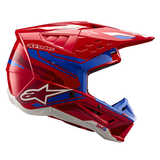 Alpinestars S-M5 Action 2 ECE 22.06 Helm – Helder rood blauw glanzend