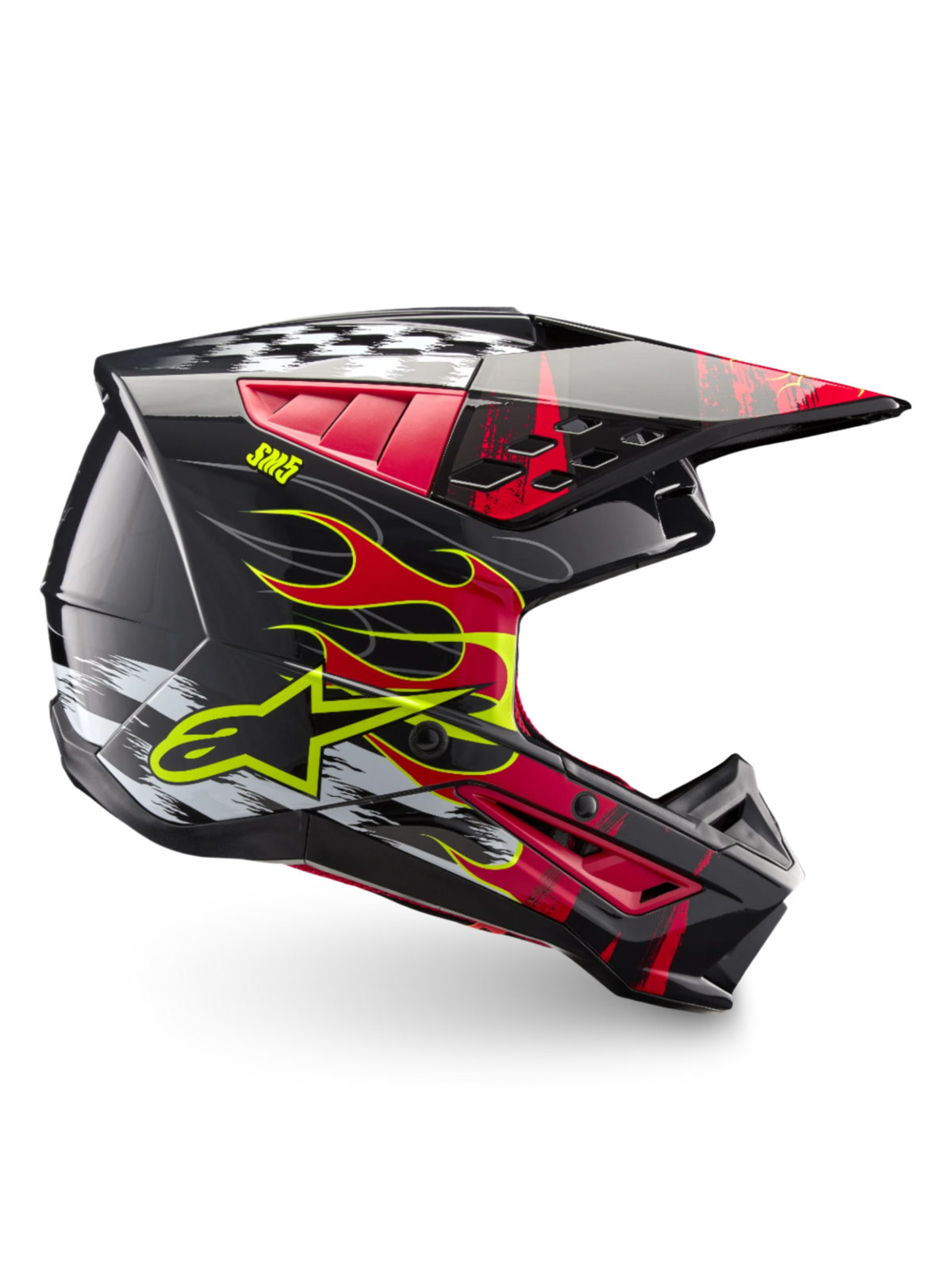 Alpinestars S-M5 Rash ECE 22.06 Helm – Donkergrijs helderrood glanzend