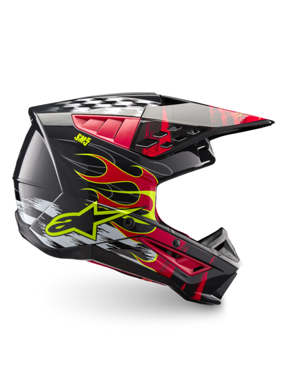 Alpinestars S-M5 Rash ECE 22.06 Helm – Donkergrijs helderrood glanzend