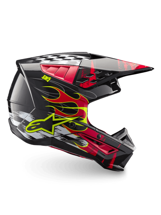 Alpinestars S-M5 Rash ECE 22.06 Helm – Donkergrijs helderrood glanzend