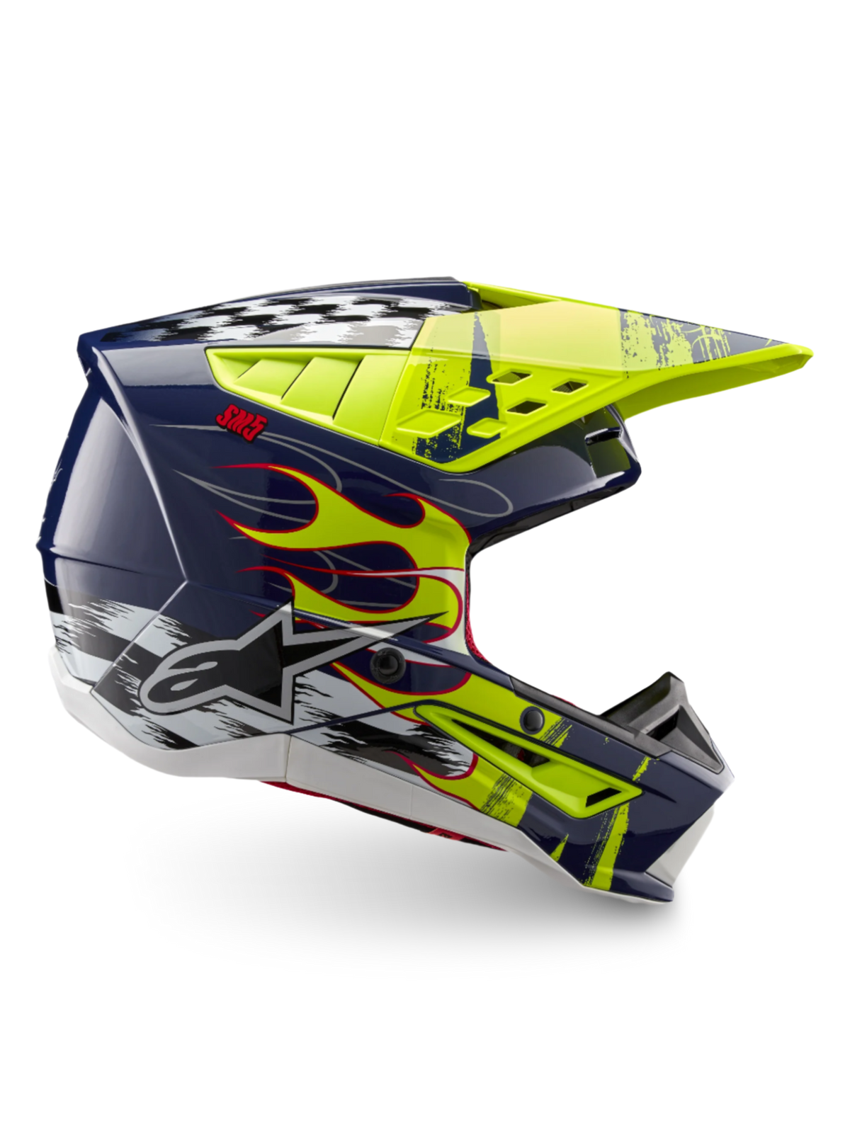 Alpinestars S-M5 Rash Helm ECE 22.06 – Nacht marine geel fluo glanzend