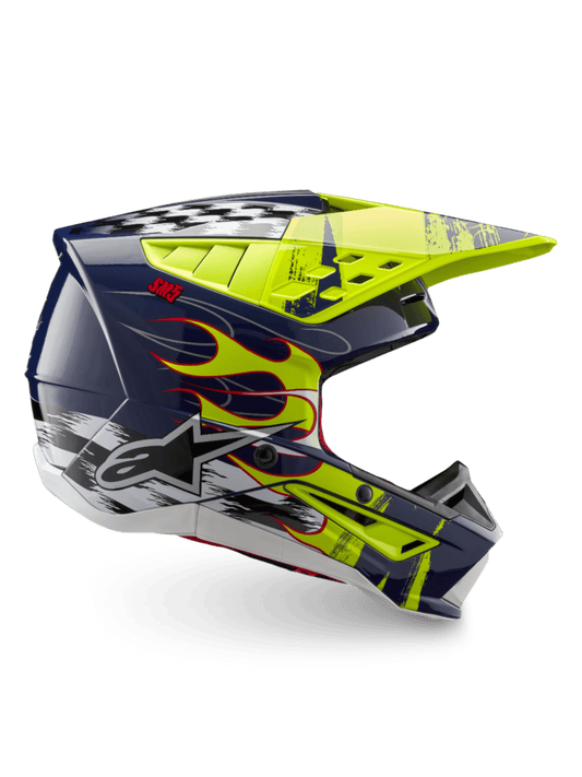 Alpinestars S-M5 Rash Helm ECE 22.06 – Nacht marine geel fluo glanzend