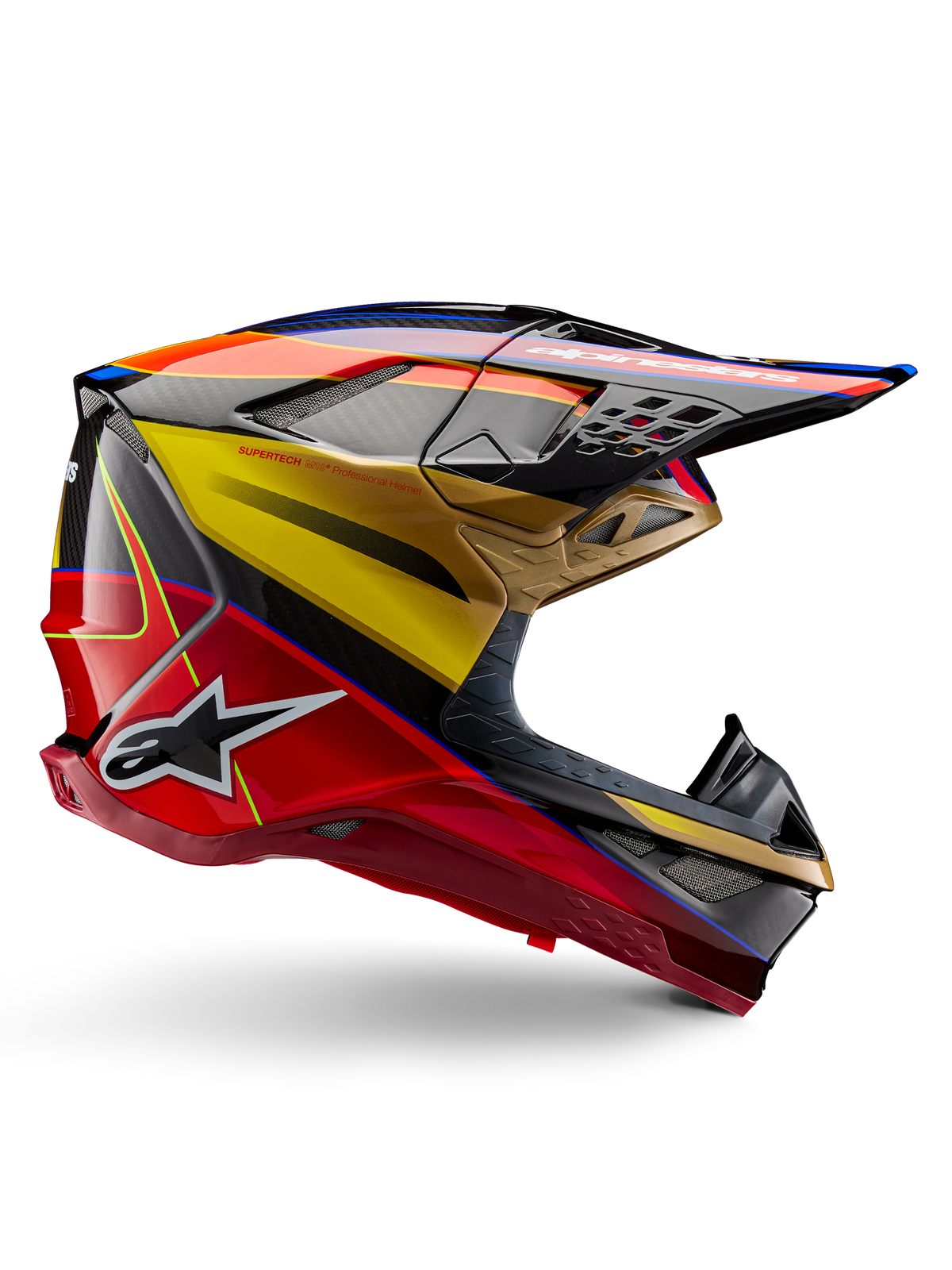 Alpinestars Supertech M10 Era ECE 22.06 Helm – Goud geel rio rood glanzend