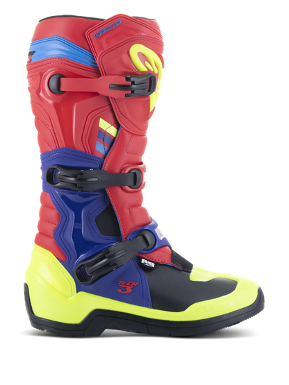 Alpinestars Tech 3 Laarzen – Helderrood donkerblauw geel fluo