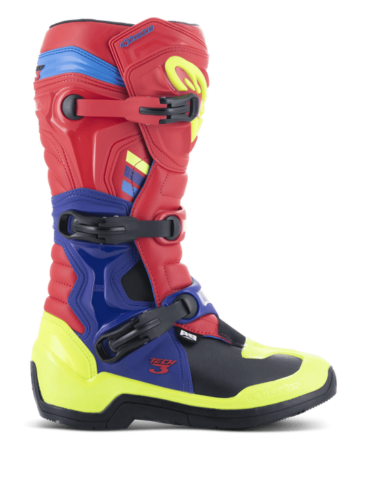 Alpinestars Tech 3 Laarzen – Helderrood donkerblauw geel fluo