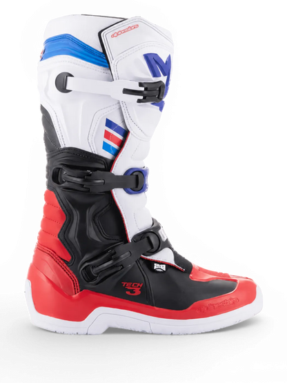 Alpinestars Tech 3 Laarzen – Wit helder rood donkerblauw