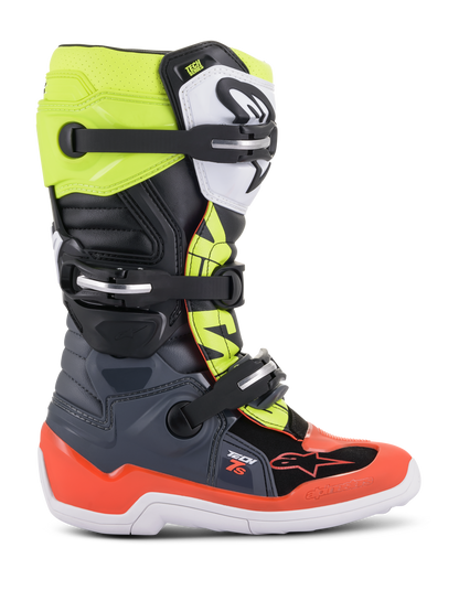 Alpinestars Jeugd Tech 7S Laarzen – Donkergrijs rood fluo geel fluo