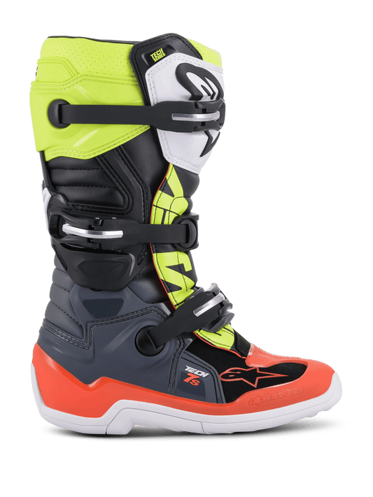 Alpinestars Jeugd Tech 7S Laarzen – Donkergrijs rood fluo geel fluo