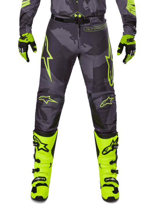 Alpinestars Racer Hollow Broek 2025 – Donker camo geel fluo