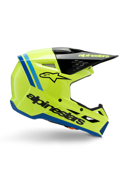 Alpinestars S-M3 Jeugd Radium Helm ECE 22.06 – Geel fluo zwart blauw gl