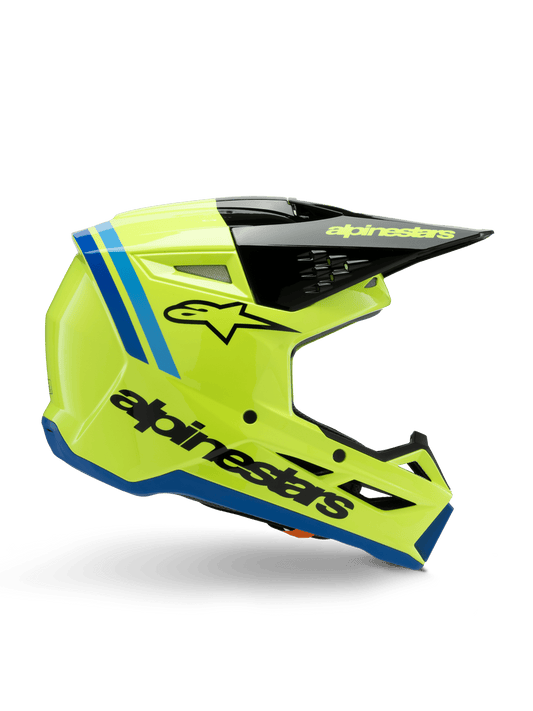 Alpinestars S-M3 Jeugd Radium Helm ECE 22.06 – Geel fluo zwart blauw gl