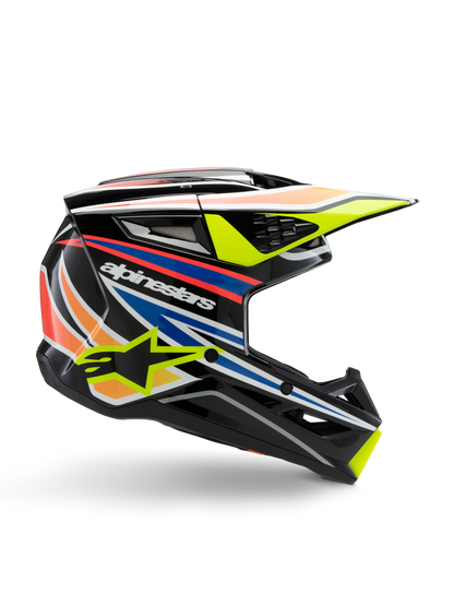 Alpinestars S-M3 Jeugd Wurx Helm ECE 22.06 – Zwart geel fluo blauw rood gl