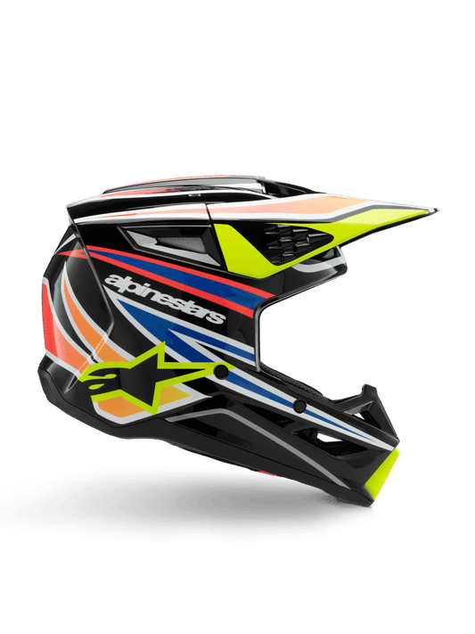 Alpinestars S-M3 Jeugd Wurx Helm ECE 22.06 – Zwart geel fluo blauw rood gl