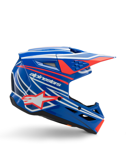 Alpinestars S-M3 Jeugd Wurx Helm ECE 22.06 – Blauw rood wit zwart gl