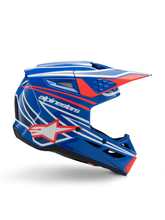 Alpinestars S-M3 Jeugd Wurx Helm ECE 22.06 – Blauw rood wit zwart gl