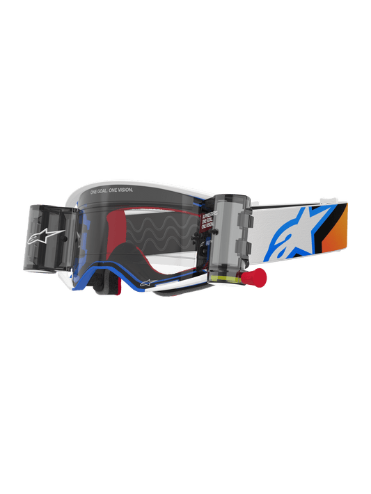 Alpinestars Supertech Corp Crossbril Roll-off Systeem – Blauw oranje doorzichtig afrolbaar