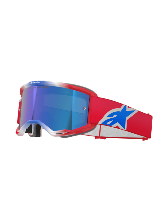 Alpinestars Vision 5 Corp Crossbril – Rood wit blauw spiegel blauw