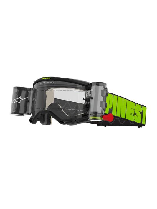 Alpinestars Vision 5 Hollow Crossbril Roll-Off Systeem – Houtskool/geel fluo – heldere lens, Roll-Off