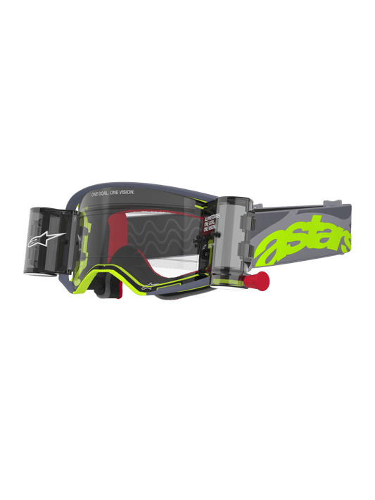 Alpinestars Supertech Stream Crossbril – Grijs/geel fluo – heldere lens, Roll-Off