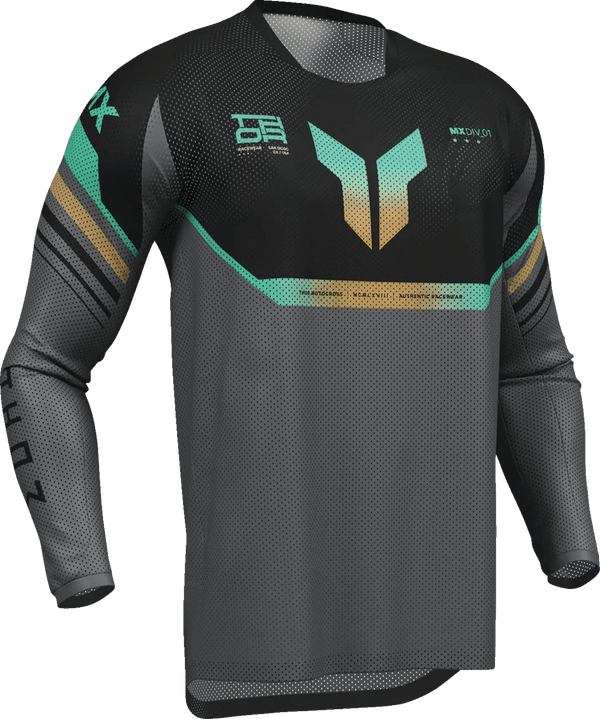 THOR Launchmode Air Raptor crossshirt – Zwart/Oranje/Turquoise/Donkergrijs