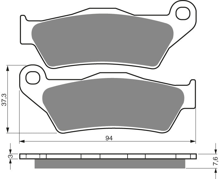 Technische illustratie: GOLDFREN Brake Pads 031 Ceramic Carbon AD – 031 AD; uitvoering volgens artikelgegevens