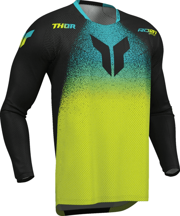 THOR Launchmode Air Darkside crossshirt – Zwart/Fluorgeel/Aqua
