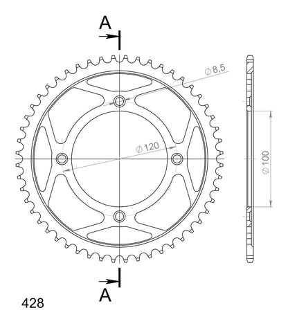 Supersprox Steel Rear sprocket SU RM80/85 / YA YZ80/85 Black 52