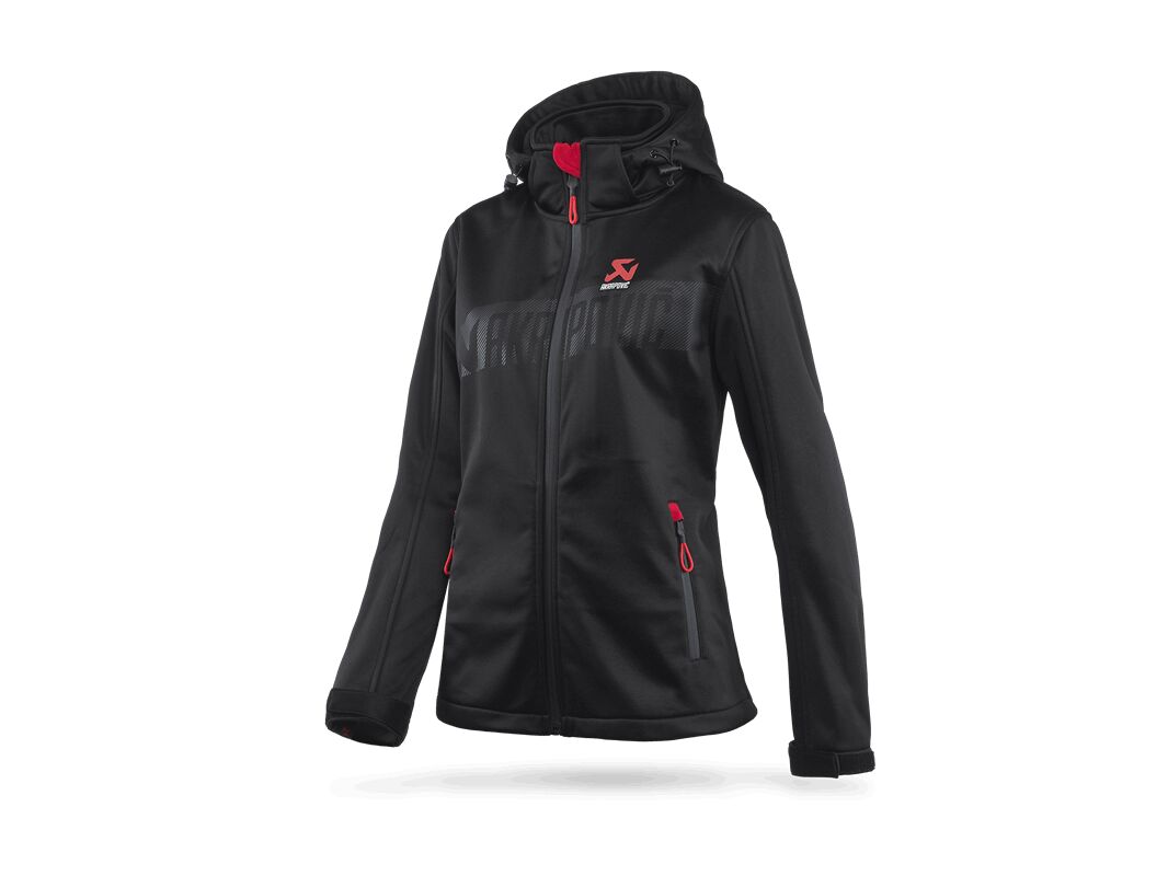 AKRAPOVIC Corpo softshelljas voor dames, zwart/rood, maat S