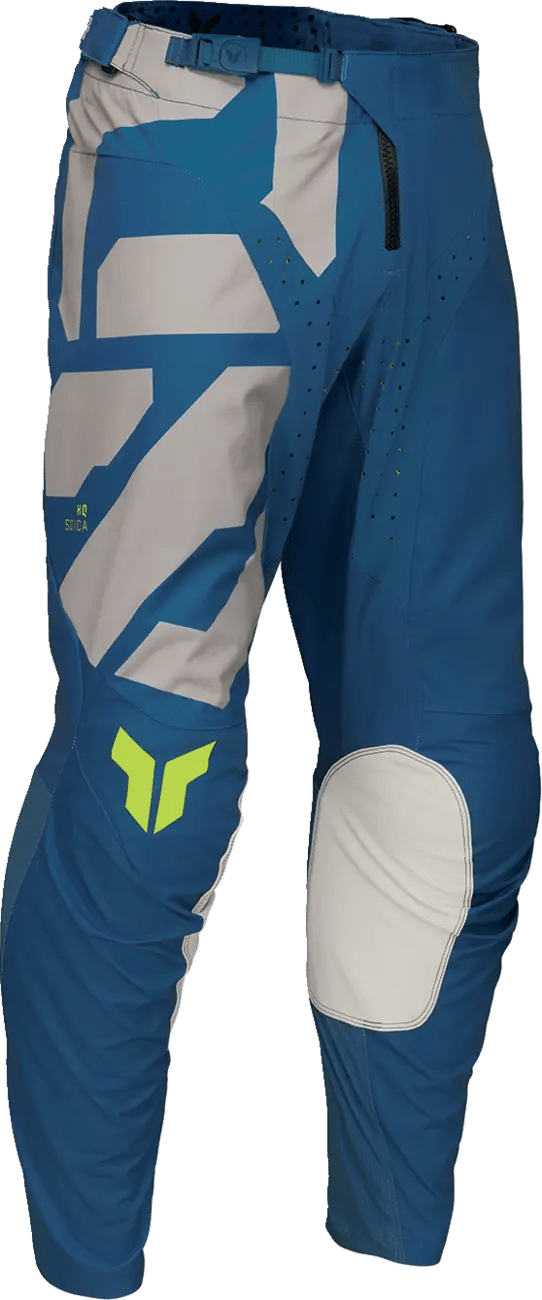 THOR Launchmode Forge jeugd crossbroek – Blauw/Lichtgrijs/Fluogeel