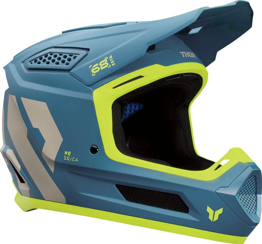 THOR Fleet Forge crosshelm – Blauw/Grijs/Fluogeel mat