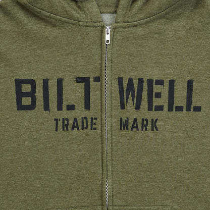 BILTWELL Stencil Zip herenvest met capuchon, olijfgroen, maat S