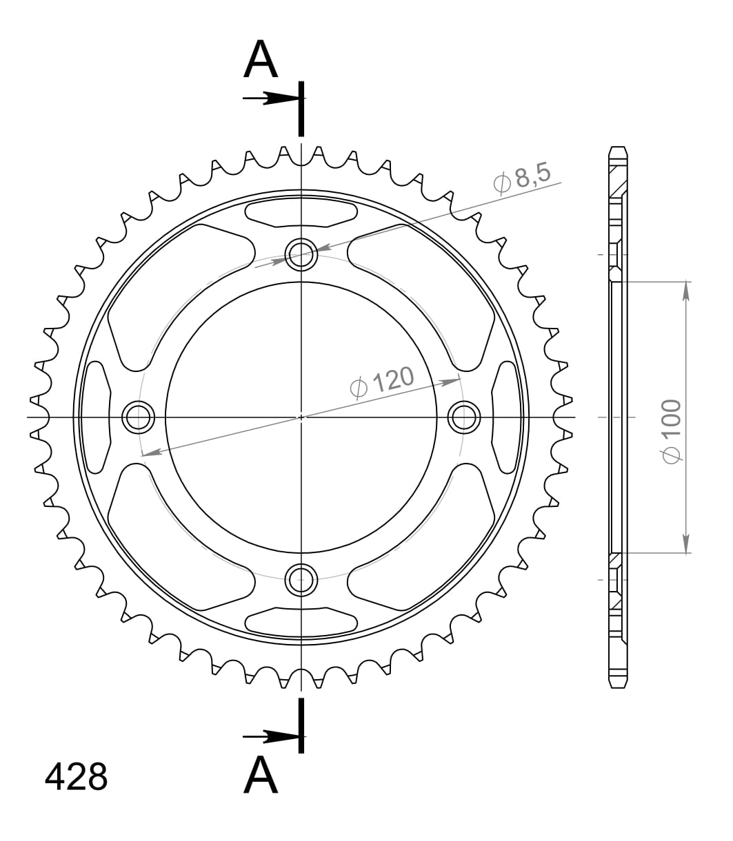 Supersprox Steel Rear sprocket SU RM80/85 / YA YZ80/85 Black 48